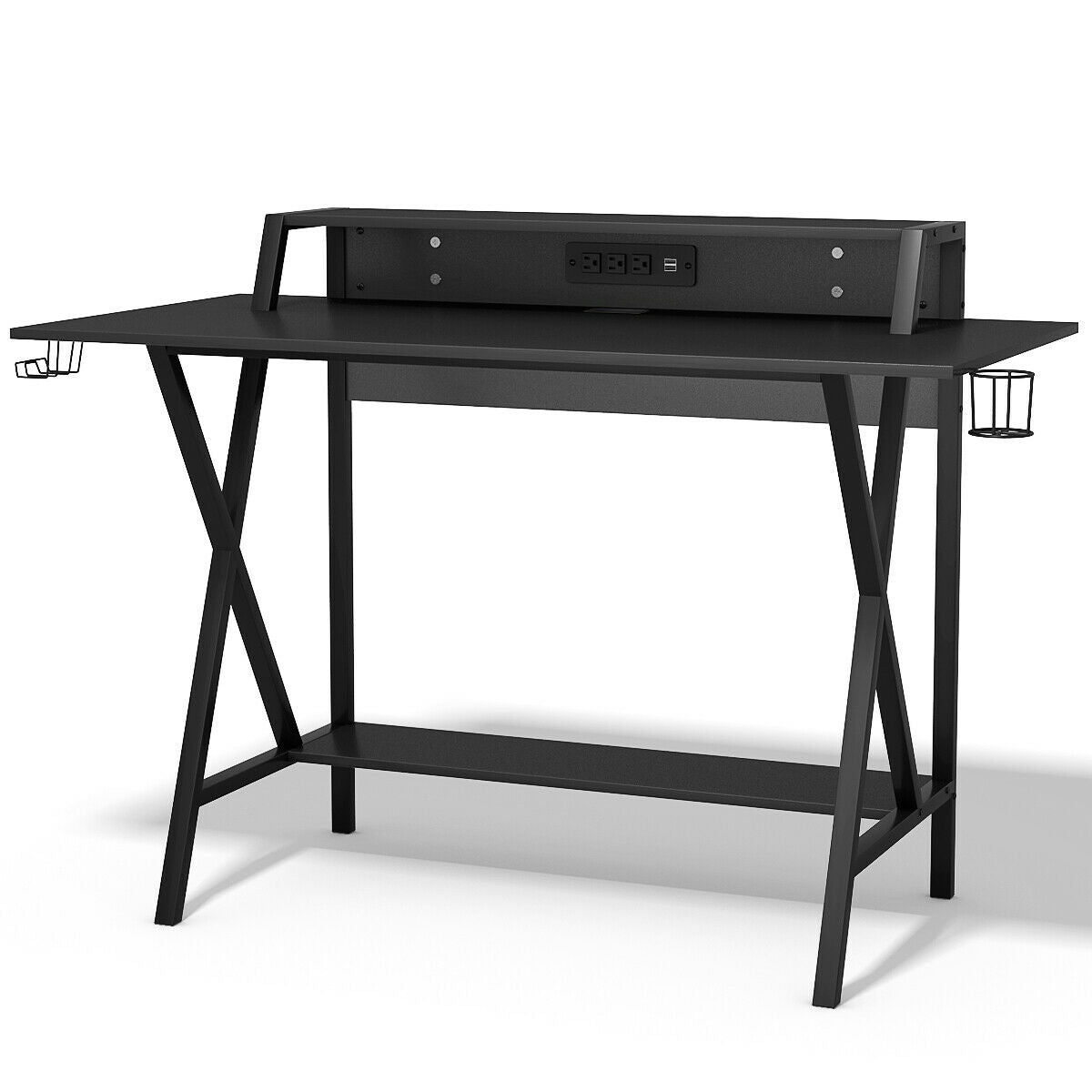 Escritorio gaming profesional todo en uno con soporte para vasos y auriculares