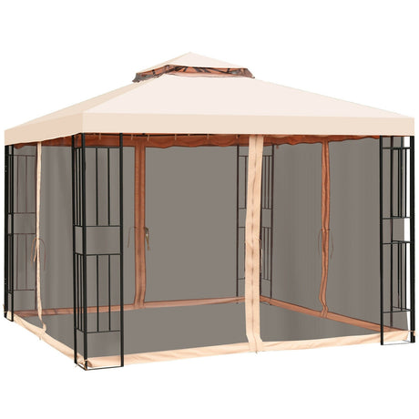 Dosel de metal de 10 x 10 pies y 2 niveles ventilado con mosquitero