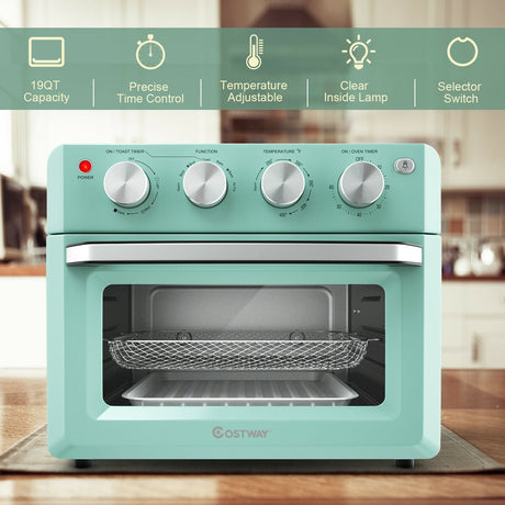 Horno Tostador de Convección y Freidora de Aire de 19 Qt con 5 Accesorios - Verde