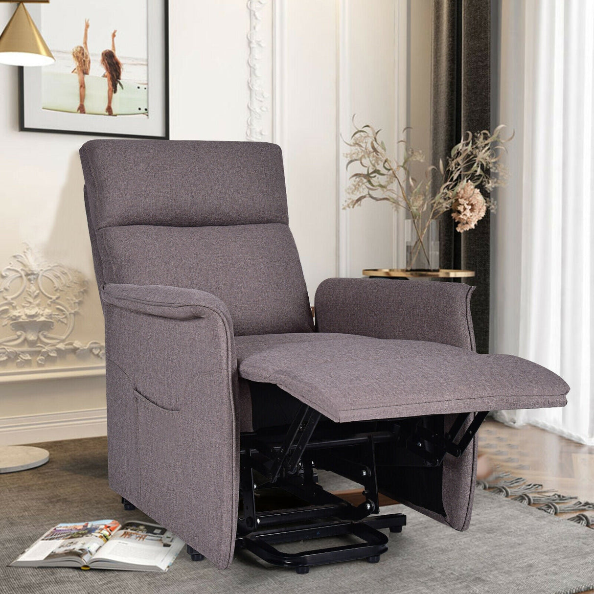 Sillón reclinable de masaje con elevación eléctrica para personas mayores con cojín acolchado grueso