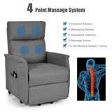 Sillón reclinable de masaje con elevación eléctrica para personas mayores con cojín acolchado grueso