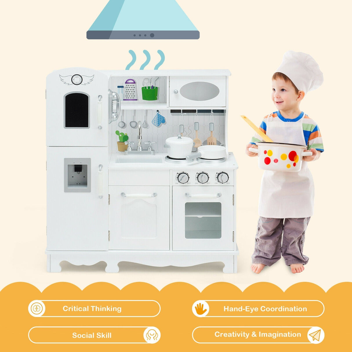 Juego de juguetes de cocina de imitación para niños con dispensador de agua