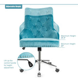 Tufted Upholstered Swivel Computer Desk Chair with Nailed Tri