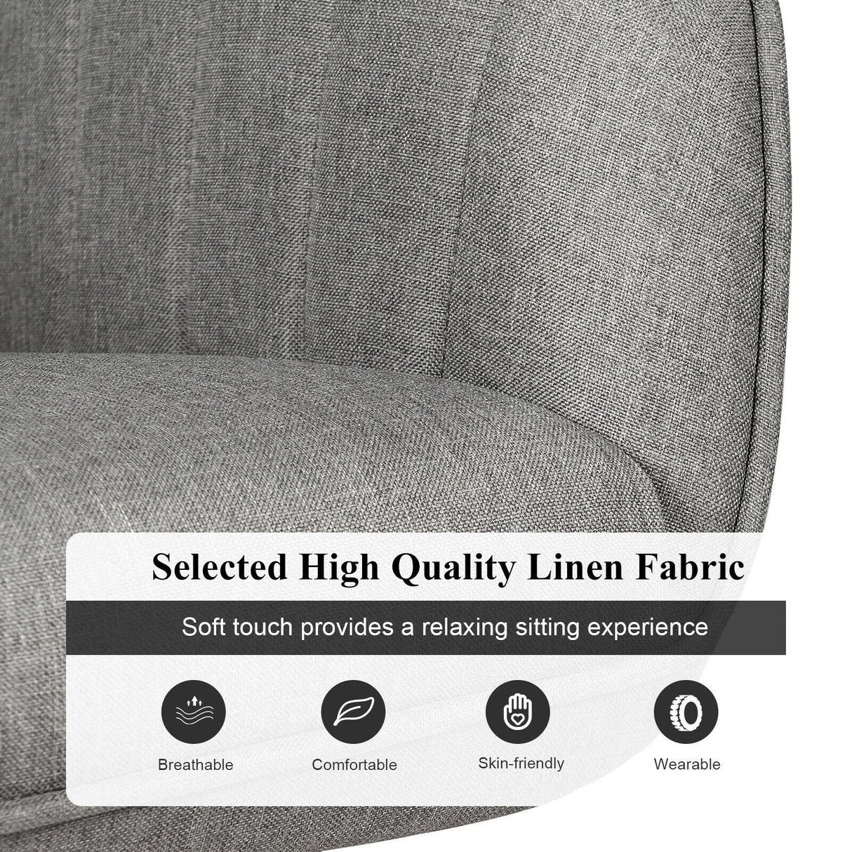 Sillón giratorio tapizado con patas de madera de haya
