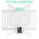 24 Inch Folding Wooden Freestanding Pet Gate Dog Gate with 360¬∞ Hinge