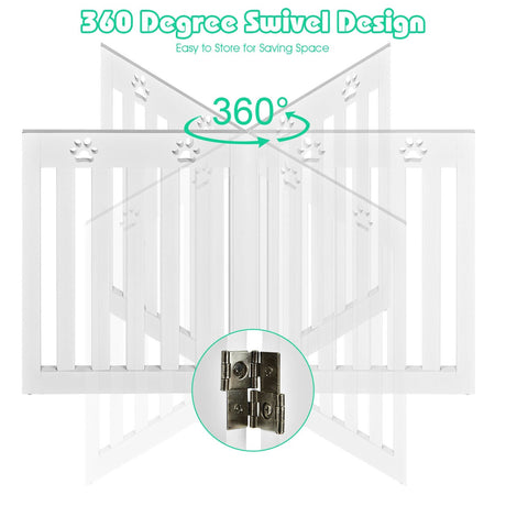 Barrera de seguridad plegable de madera de 24 pulgadas para mascotas, con bisagra de 360°