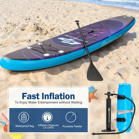 Tabla de surf de remo inflable de 11 pies con bolsa, remo de aluminio y bomba