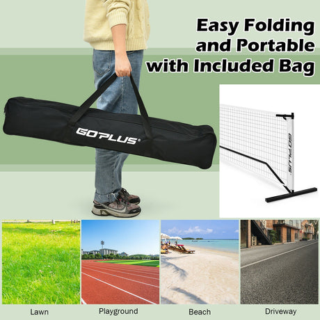 Sistema de red de pickleball portátil de 22 pies con bolsa de transporte para juegos interiores y exteriores