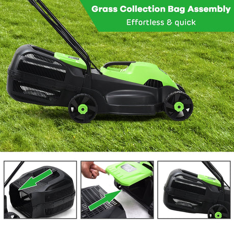 Cortacésped Eléctrico con Cable y Bolsa Recolectora de 13 Pulgadas