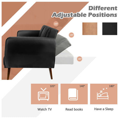 Sofá cama convertible de 3 plazas con respaldo ajustable para sala de estar