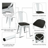 4 sillas de comedor metálicas apilables estilo Tolix con asiento de madera