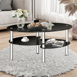 Mesa de centro ovalada de cristal templado