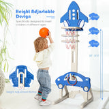 3-in-1 Basketball Hoop for Kids with Balls-Blue