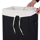 Cesto de ropa de bambú rectangular de 19 galones con asas y tapa