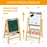 Caballete de arte para niños con rollo de papel, pizarra de doble cara y pizarra blanca-Gris