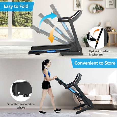 Máquina de cinta de correr eléctrica plegable motorizada de 2.25 HP con pantalla LCD