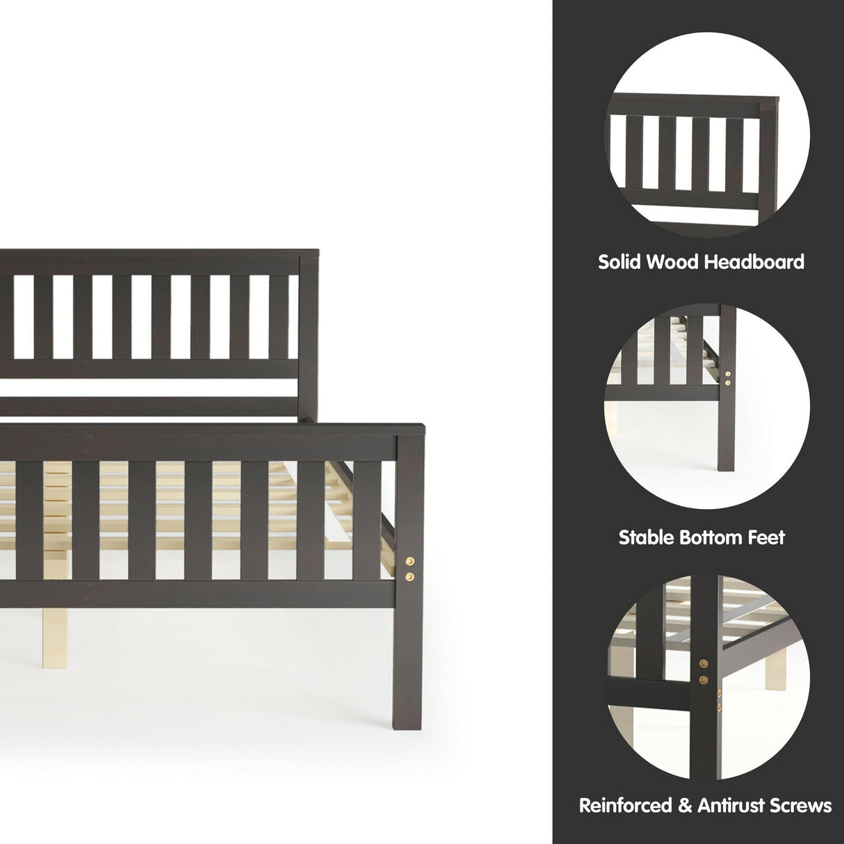 Cama Plataforma de Madera Tamaño Completo con Cabecera