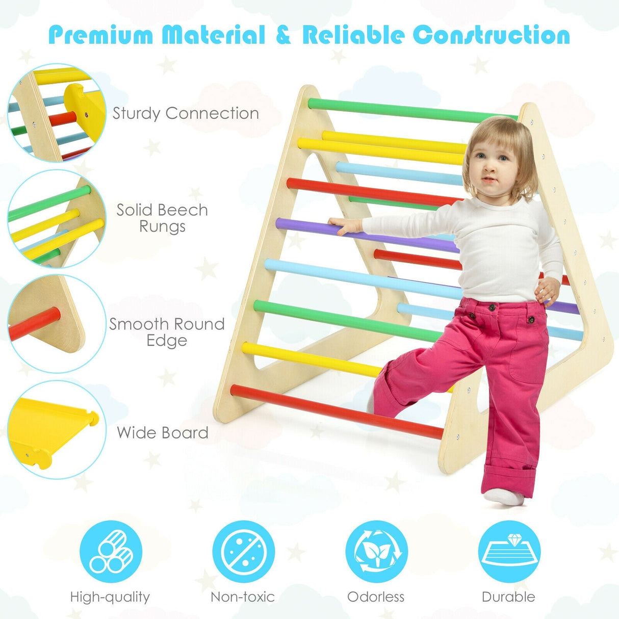 Set de gimnasio de juegos de escalada triangular 5 en 1 para niños con 2 rampas