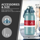 Botella de Agua Deportiva de Acero Inoxidable de 44oz con Aislamiento al Vacío, a Prueba de Fugas - Gris