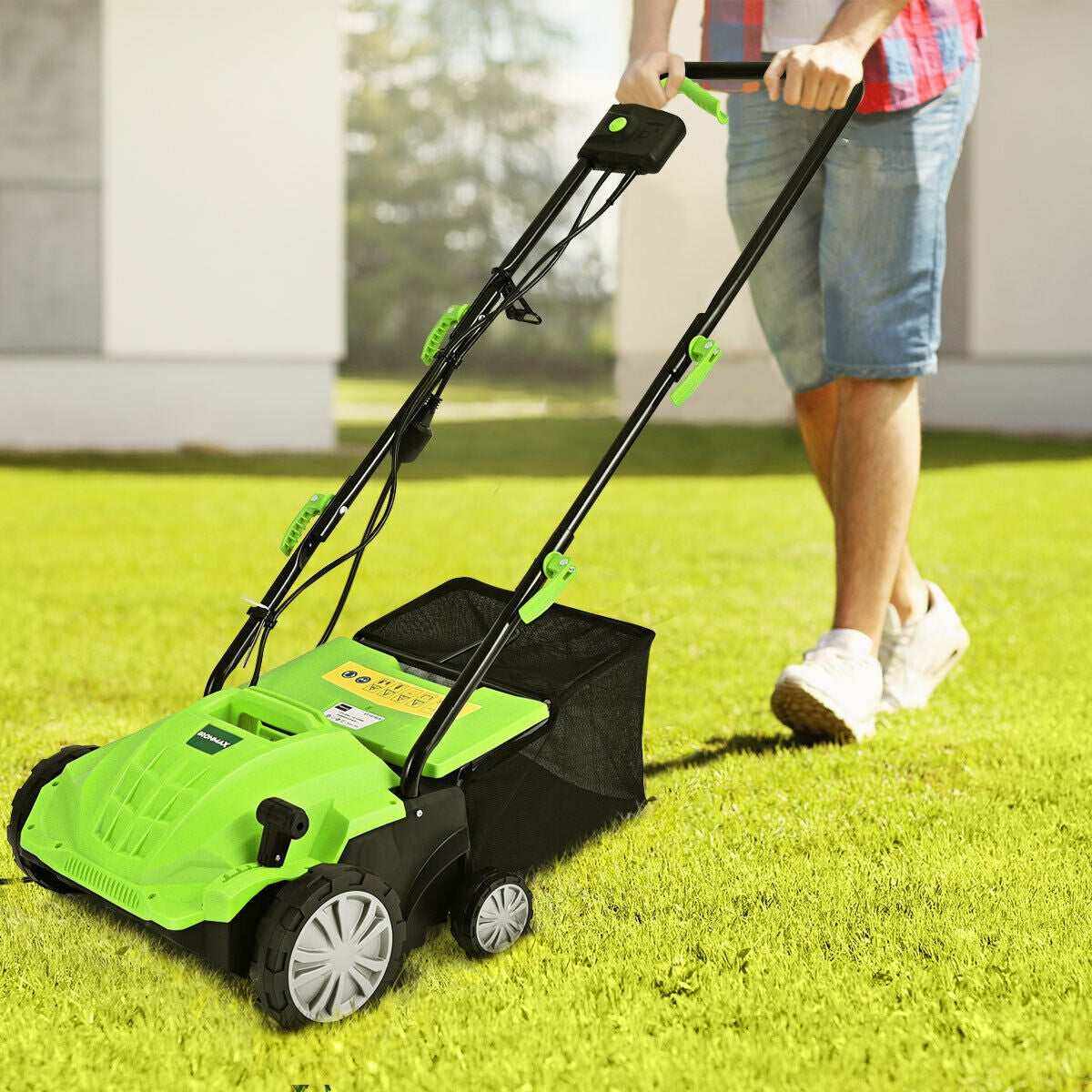 Escarificador eléctrico de 13 pulgadas y 12 amperios con bolsa recolectora y cuchillas extraíbles