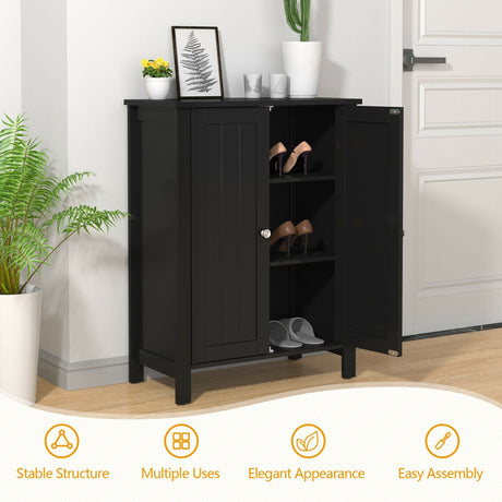 Organizador de almacenamiento de pie para baño de 2 puertas con ahorro de espacio