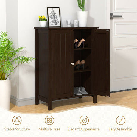 Organizador de almacenamiento de pie para baño de 2 puertas con ahorro de espacio