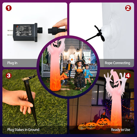 Decoración inflable de Halloween de 12 pies con luces LED integradas