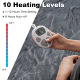 Manta Eléctrica Calefactora de Franela de 62 x 84 Pulgadas con 10 Niveles de Calefacción - Gris