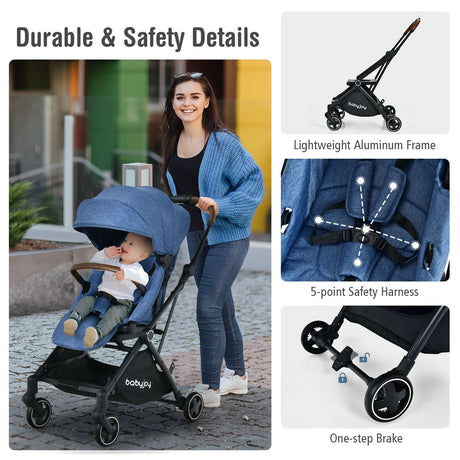 Cochecito de bebé convertible de aluminio 2 en 1 con capota ajustable