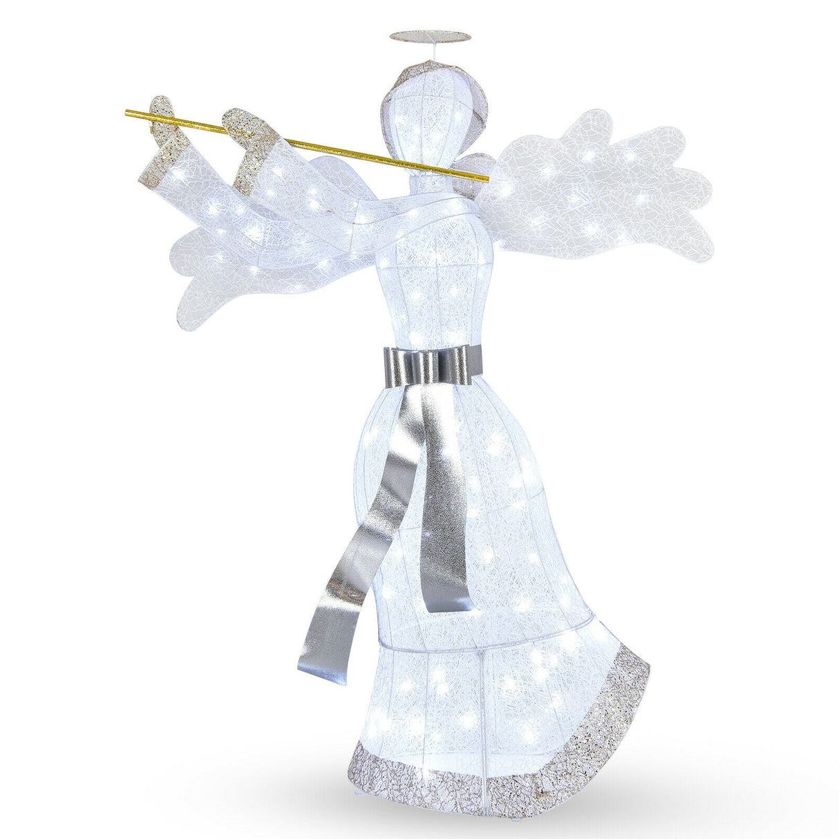 Decoración navideña de ángel preiluminada con 100 luces LED