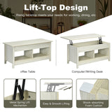Lift Top Coffee Table with Hidden Storage Compartment and Lower Shelf for Study Room