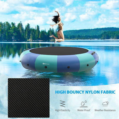 Trampolín Hinchable Acuático de 15 Pies con Colchoneta de Salto y Salpicaduras
