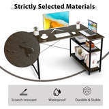Escritorio para computadora en forma de L reversible de 48 pulgadas con estante ajustable