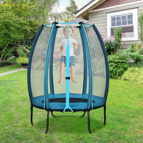 Cama Elástica Recreativa Infantil de 1.2 metros con Red de Seguridad - Azul