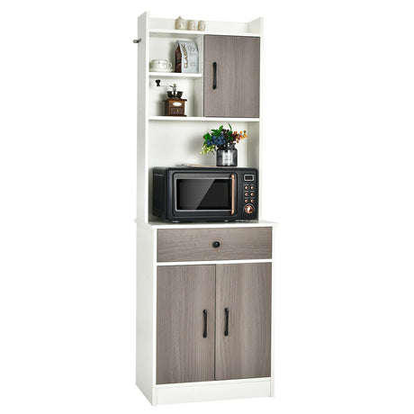 Alacena de cocina de 3 puertas y 71 pulgadas con despensa, bufé, almacenamiento y estante ajustable