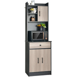 Alacena de cocina de 3 puertas y 71 pulgadas con despensa, bufé, almacenamiento y estante ajustable