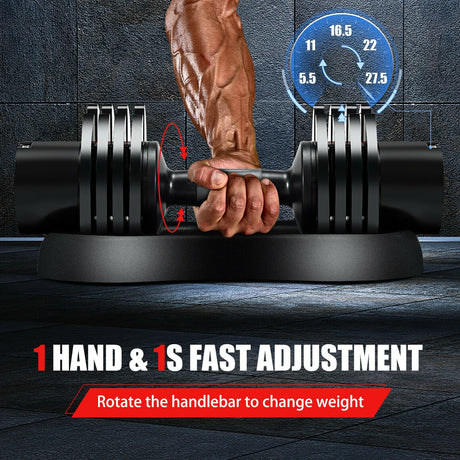 Mancuerna ajustable 5 en 1 de 27.5 libras para gimnasio, hogar y oficina