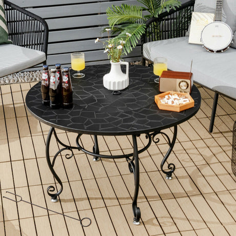 Mesa de comedor con brasero de patio de 35.5 pies con parrilla para barbacoa