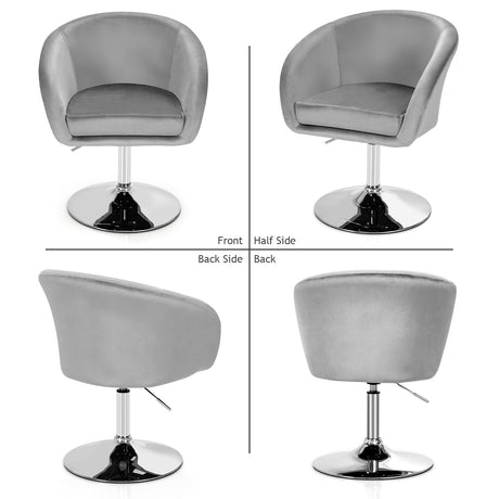 Taburete de Maquillaje Giratorio 360 Grados Silla Decorativa con Respaldo Redondo y Base Metálica