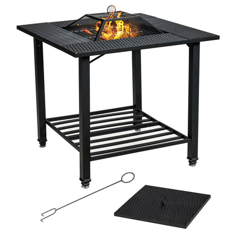 Mesa de comedor para brasero de exterior de 31 pulgadas con parrilla para barbacoa