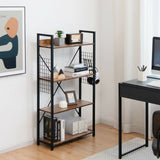 4 -Tier Industrial Open Storage Bookshelf-Coffee