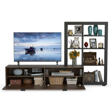 Mueble de TV 2 en 1 con estantería de 4 niveles para televisores de hasta 50 pulgadas
