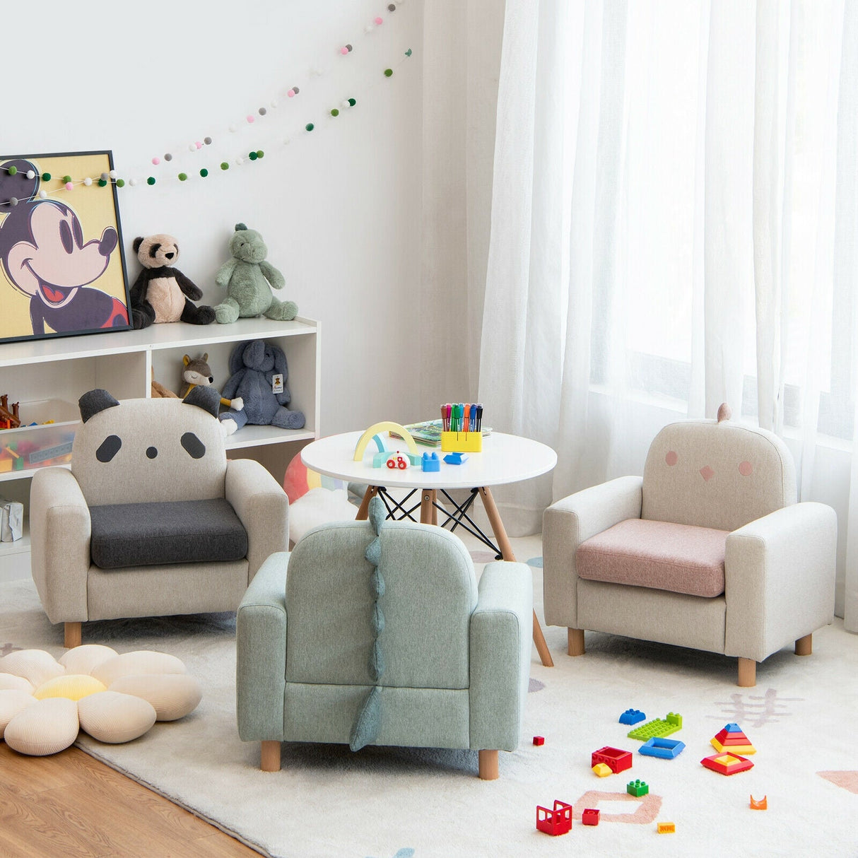 Sofá Infantil con Reposabrazos y Cojín Grueso