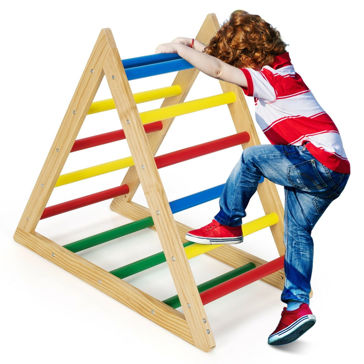 Escalera de triángulo para escalar con 3 niveles para niños-Multicolor