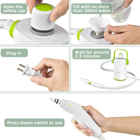 Limpiador de vapor portátil multifunción de mano de 1000 W con 10 accesorios