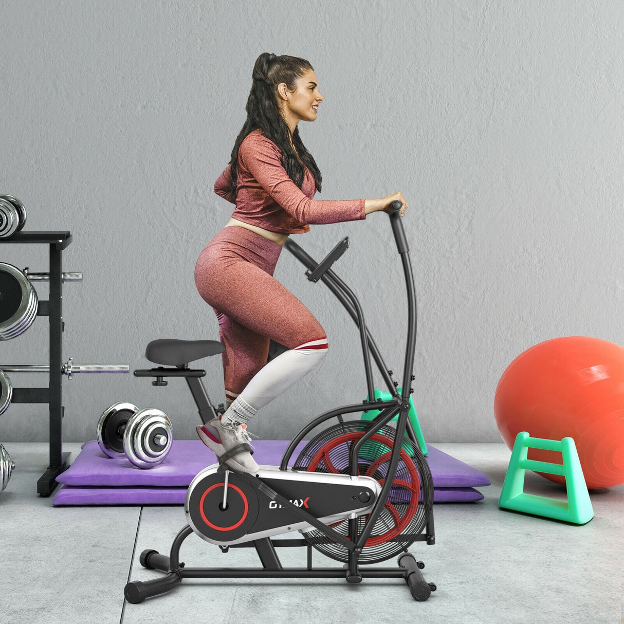 Bicicleta de aire vertical con resistencia ilimitada-Negra