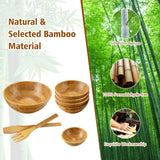 Juego de ensaladera de bambú de 8 piezas con utensilios de servicio - Natural