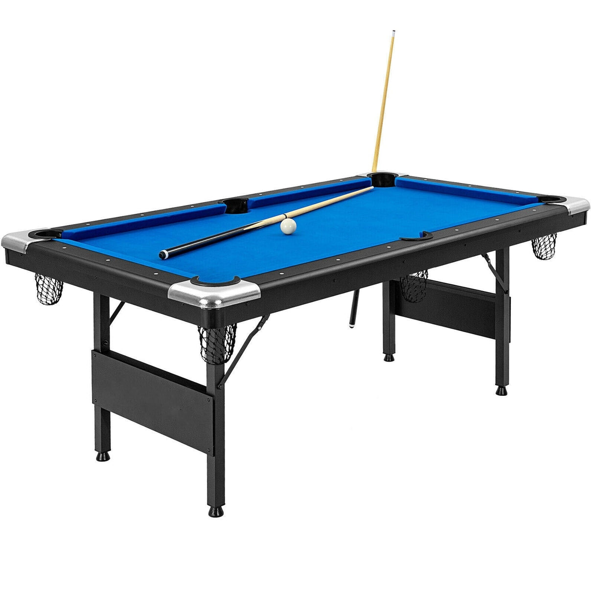 Mesa de billar plegable de 6 pies con juego completo de bolas - Azul