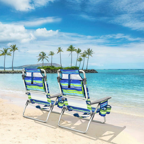 Sillón reclinable plegable de playa para exterior con mochila, 5 posiciones, 4 unidades, con almohada