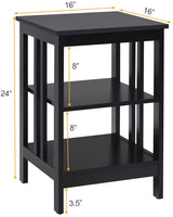 2 Pieces 3-Tier Nightstand with Reinforced Bars and Stable Structure